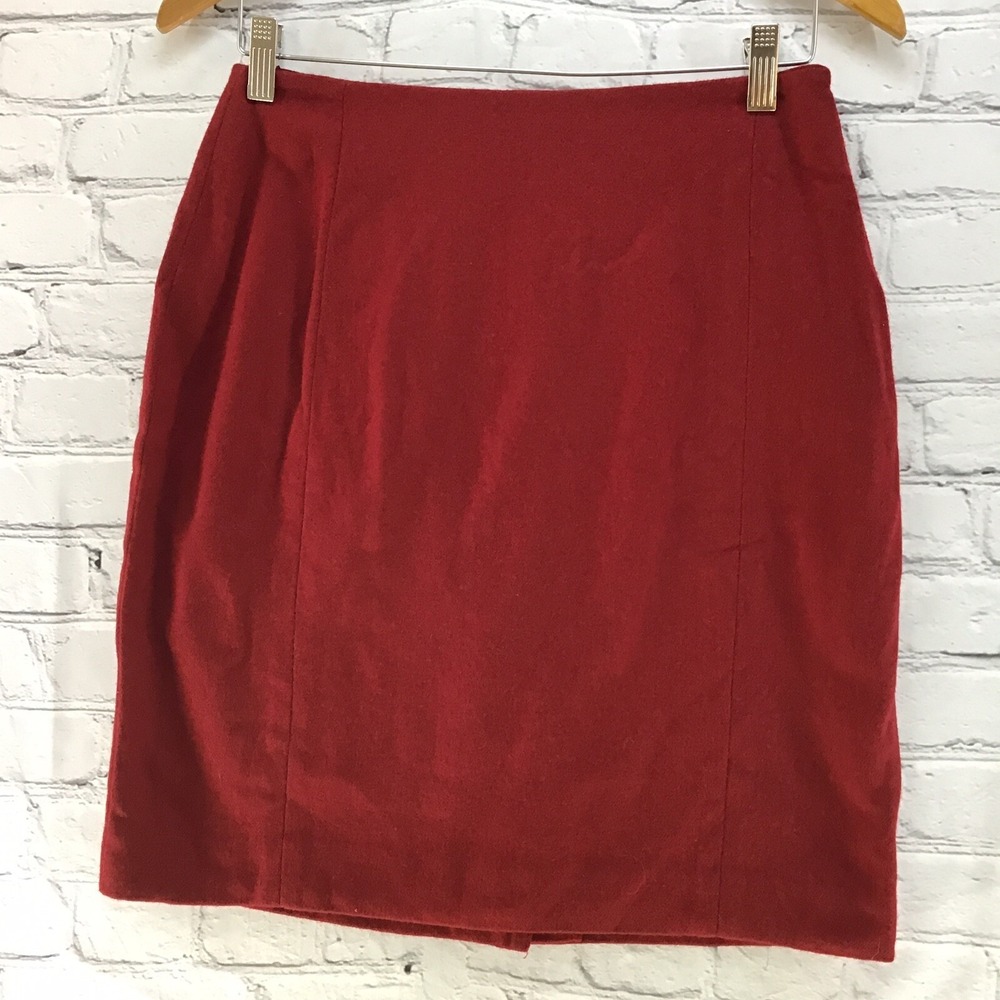Vintage KGR Womens Sz 10 Skirt Red 100% Wool‎ Straight Pencil Classic Career